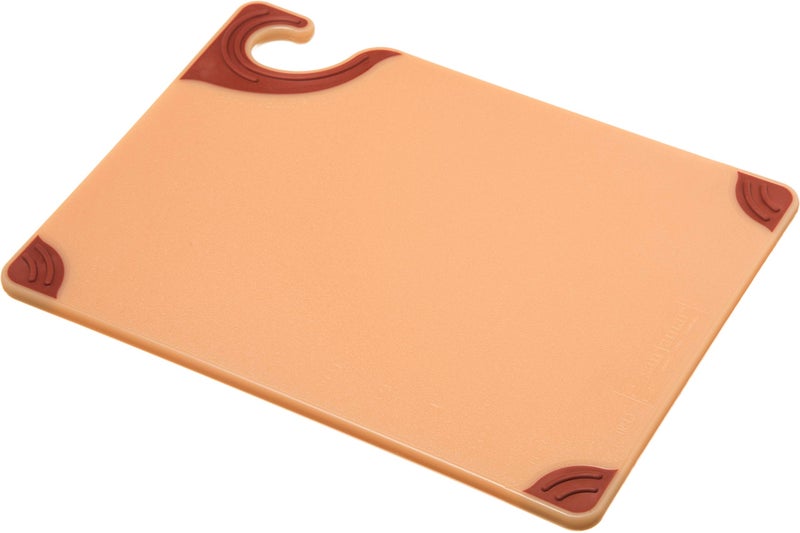 San Jamar Saf-T-Grip Plastic Cutting Board with Safety Hook  9"" x 12"" x 0.375""  Brown - Image 1